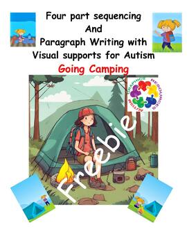 Preview of Story Sequencing: Going Camping  Visual Support Paragraph Writing for Autism PPT