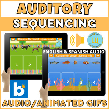 Preview of Auditory Sequencing BILINGUAL Animated GIfs BOOM CARDS