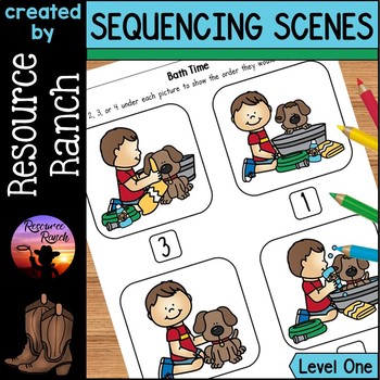 Preview of Story Sequencing with Pictures Worksheets Level One