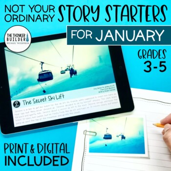 Preview of Writing Prompts for JANUARY {Not Your Ordinary Story Starters} Print & Digital