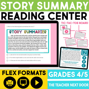 Preview of Summary Reading Center - Story Summary Reading Game Center Activity