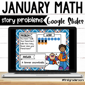 Preview of Story Word Problems Digital January Google Slides 