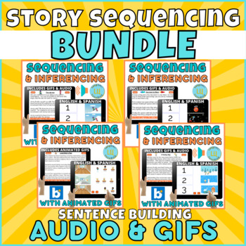 Preview of Story sequencing Inferencing Bundle | Boom Cards BILINGUAL