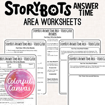 Preview of StoryBots Answer Time Area | Measuring Area Worksheet Video Guide