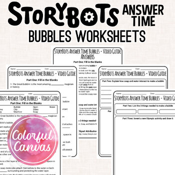 Preview of StoryBots Answer Time Bubbles | Worksheet Video Guide