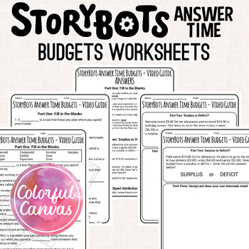 Preview of StoryBots Answer Time Budgets | Worksheet Video Guide