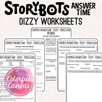 Preview of StoryBots Answer Time Dizzy | Motion Sickness Worksheet Video Guide