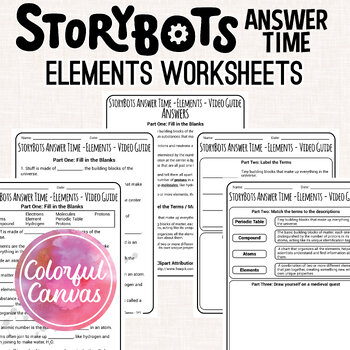 Preview of StoryBots Answer Time Elements | Periodic Table Worksheets Video Guide