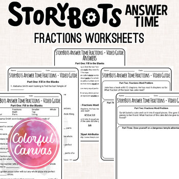 Preview of StoryBots Answer Time Fractions | Worksheet Video Guide