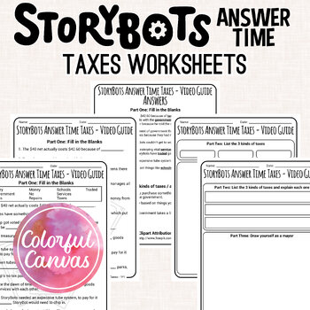 Preview of StoryBots Answer Time Taxes | Worksheet Video Guide