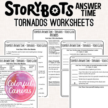 Preview of StoryBots Answer Time Tornados | Tornado Formation Worksheet Video Guide