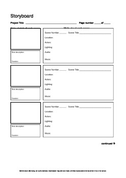 Preview of Storyboard Form for video and film planning