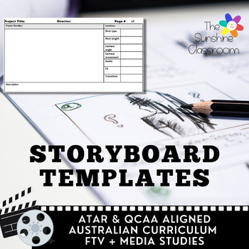 Preview of Storyboard Template Film FTV Media Studies Middle High School Production Guide