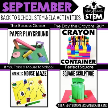 Preview of Storybook STEM {September} - Back to School STEM Activities - The Recess Queen