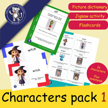 Preview of Storybook characters pack - dictionary, Jigsaw and Flashcards for English