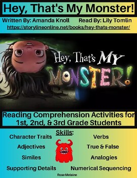 Preview of Storylineonline: Hey, That’s My Monster!: Reading Comprehension Activities