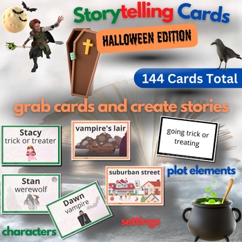 Preview of Storytelling Cards Halloween Edition! Pull from each stack & create fun stories!
