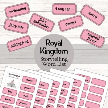Preview of Storytelling Word List, Creative Writing Tool, Royal Kingdom, Princess King