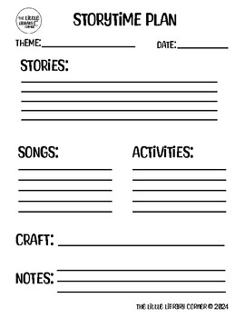 Preview of Storytime Plan Printable Black and White