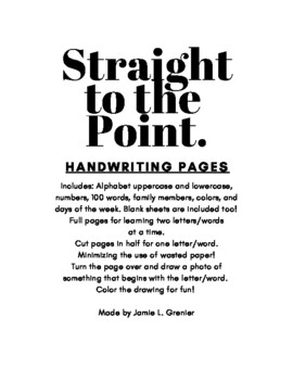 Preview of Straight to the Point. 100 Handwriting pages.