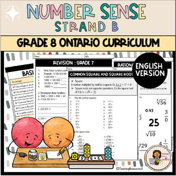 Preview of Strand B: Math Ontario Grade 8 Worksheets and Task cards | 2020 Curriculum