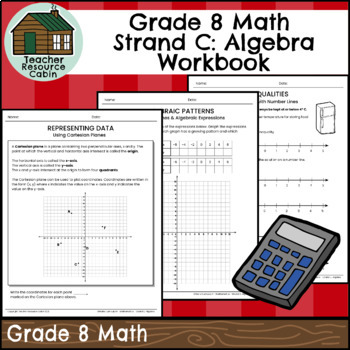 Preview of Strand C: Algebra and Coding Workbook (Grade 8 Ontario Math) New 2020 Curriculum