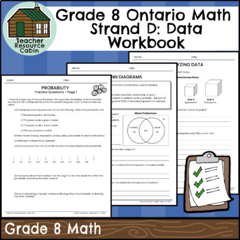 Preview of Strand D: Data Workbook (Grade 8 Ontario Math) New 2020 Curriculum