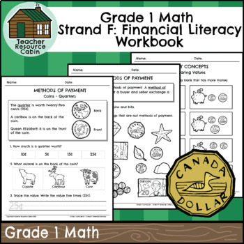 Preview of Strand F: Financial Literacy Workbook (Grade 1 Ontario Math) New 2020 Curriculum