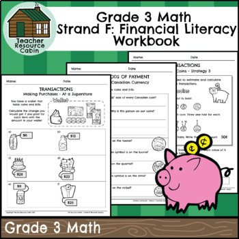 Preview of Strand F: Financial Literacy Workbook (Grade 3 Ontario Math) New 2020 Curriculum