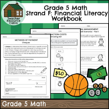Preview of Strand F: Financial Literacy Workbook (Grade 5 Ontario Math) New 2020 Curriculum