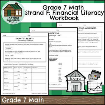 Preview of Strand F: Financial Literacy Workbook (Grade 7 Ontario Math) New 2020 Curriculum
