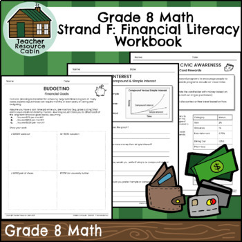 Preview of Strand F: Financial Literacy Workbook (Grade 8 Ontario Math) New 2020 Curriculum