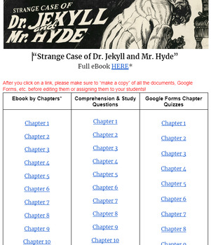 Preview of Strange Case of Dr. Jekyll and Mr. Hyde Complete Unit (ebook, worksheets, quiz)