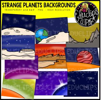 Preview of Strange Planets Backgrounds Clip Art Set {Educlips Clipart}