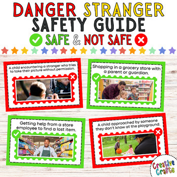 Preview of Stranger Danger Social Story: Safe and Not Safe Situations Tips and Instructions