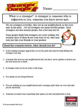 Stranger Danger Worksheet by Empowered By THEM TPT