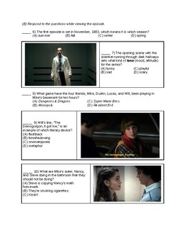 Preview of BUNDLE: Stranger Things - Season 1, Episodes 1-8 questions