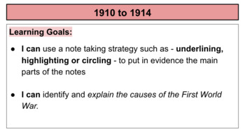 Preview of Strategic Note Taking - 1910 to 1914