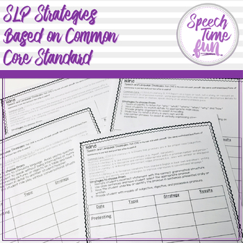 Preview of SLP Strategies based on Common Core Standards