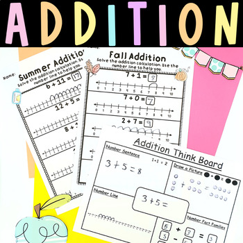 Preview of Addition Strategies Bundle Worksheets Activity Mats Kindergarten 1st Grade