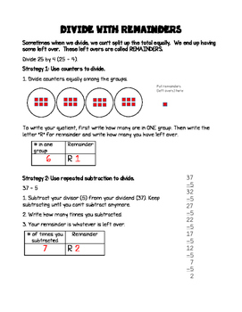 Strategies for Dividing with Remainders by Hope as an Anchor | TPT