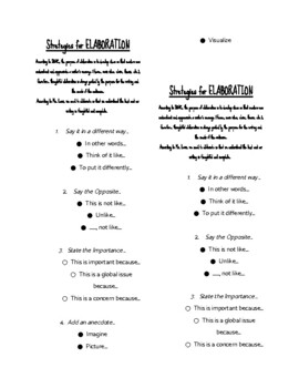 Preview of Strategies for Elaboration Bookmark