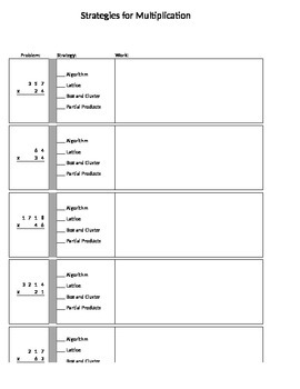 Preview of Strategies for Multiplication