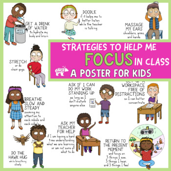 Preview of Strategies to Help Students Focus and Pay Attention In Class Poster & Collage