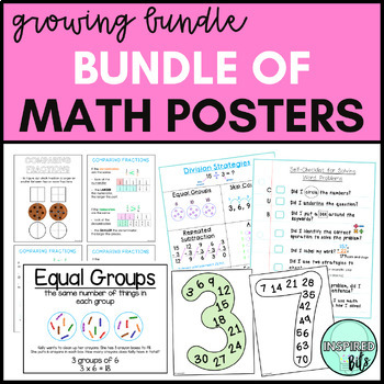 Preview of Strategy Charts for All Math Operations/Telling Time/Fraction (growing bundle)