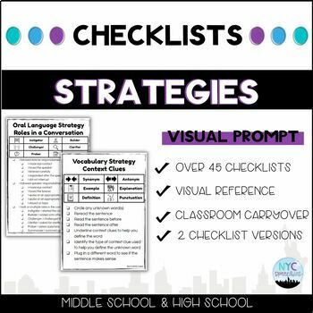 Preview of Strategy Checklists: Writing, Reading, Speaking, Note Taking, Vocab, Thinking