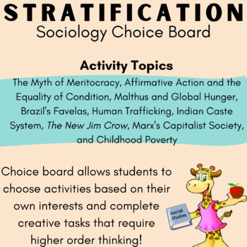 Preview of Stratification Choice Board (Sociology --- Project/Activities)