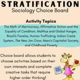 Stratification Choice Board (Sociology --- Project/Activities)