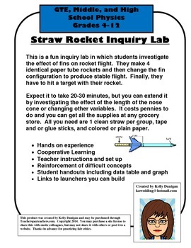 Preview of Straw Rocket Lab - Newton's Laws of Motion