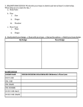 Rocket Science Worksheet / Clear instructions and materials list to